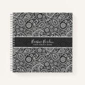 白黒のペイズリーパターン ノートブック (正面)