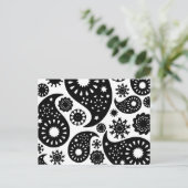 白黒のペイズリーパターン。 ポストカード (スタンド正面)