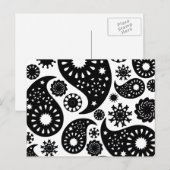 白黒のペイズリーパターン。 ポストカード (正面/裏面)