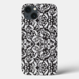 白黒のペイズリー iPhone 13ケース