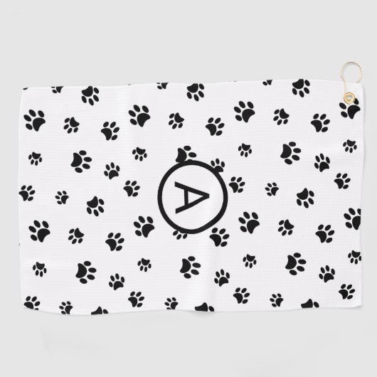 白黒のペイ印刷モノグラム ゴルフタオル (横)