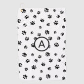 白黒のペイ印刷モノグラム ゴルフタオル (正面)