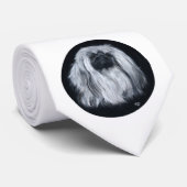 白黒のペキニーズの肖像画 ネクタイ (ロール)