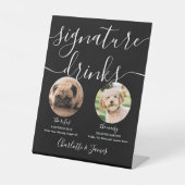 白黒のペット結婚の愛犬のシグネチャードリンク 台座サイン (正面)