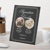 白黒のペット結婚の愛犬のシグネチャードリンク 台座サイン (インサイチュ)