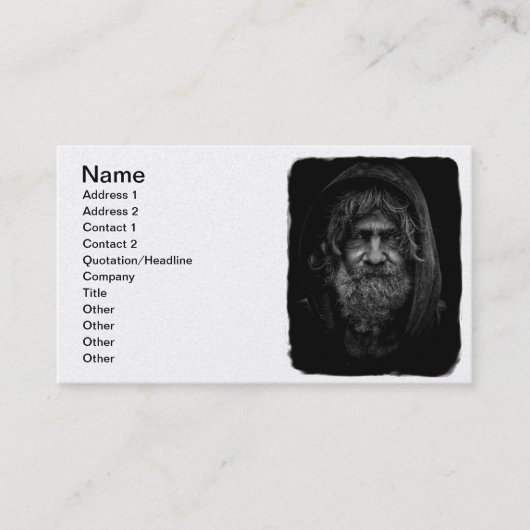 白黒のホームレスおよび困っている人 名刺 (正面)