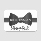 白黒のボウタイ結婚の名前タグ 名札 (正面)