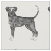 白黒のボクサー犬のかわいい柄 ファブリック (クローズアップ)