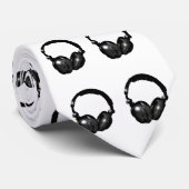 白黒のポップ・アートのヘッドフォンタイ ネクタイ (ロール)