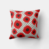 白黒のポピー大水玉模様 クッション (裏面)