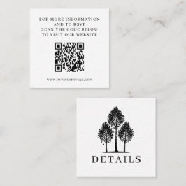 白黒のポプラの木 ウェディングQR エンクロージャーカード