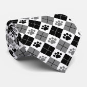 白黒のポーアーガイルト印刷パターン ネクタイ (ロール)