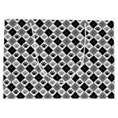 白黒のポーアーガイルト印刷パターン ラージペーパーバッグ (裏面)