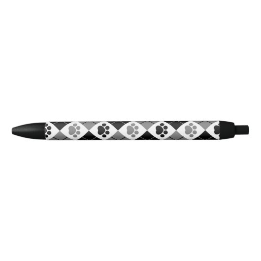 白黒のポーアーガイルト印刷パターン 黒ボールペン (正面)