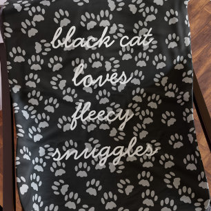 白黒のポープリント猫の名前フリースブランケット フリースブランケット
