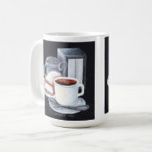 白黒のマグのCafe du Monde コーヒーマグカップ (正面左)