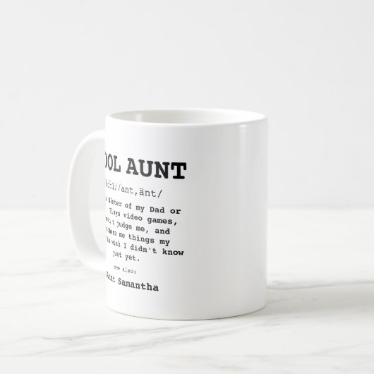 白黒のマグカッコいいおばさんの定義 コーヒーマグカップ (正面左)