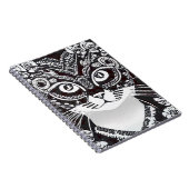 白黒のマルディグラスマスクの猫 ノートブック (右側)