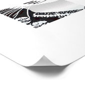 白黒のマルディグラスマスクの猫 ポスター (角)