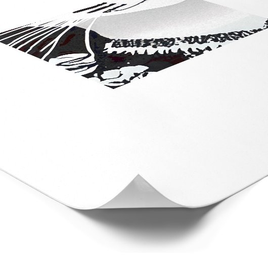 白黒のマルディグラスマスクの猫 ポスター (角)