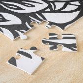 白黒のマンダラフラワー ジグソーパズル (側面)