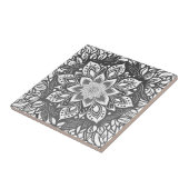 白黒のマンダラフラワー タイル (側面)