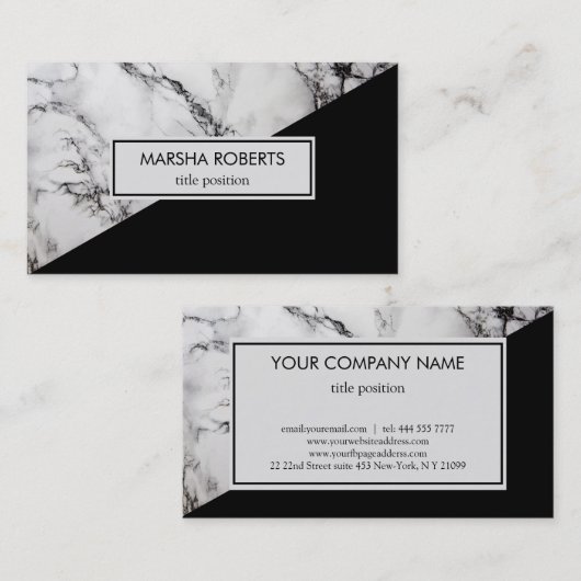 白黒のマーブルと三角形 名刺 (正面/裏面)