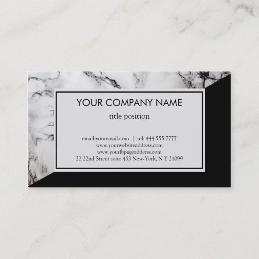 白黒のマーブルと三角形 名刺 (裏面)