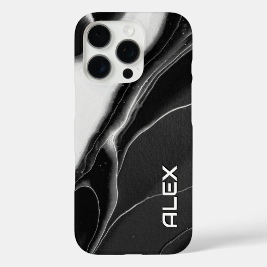白黒のマーリーインクのパターン – モダン Abstr Case-Mate iPhoneケース (裏面)