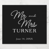 白黒のミセス結婚ズ スパークリングワインラベル (シングルラベル)