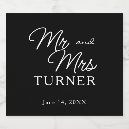 白黒のミセス結婚ズ スパークリングワインラベル (シングルラベル)