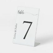 白黒のミニマリストのテーブル番号 台座サイン (正面)
