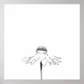 白黒のミニマリストのフラワーラインスケッチ ポスター (正面)