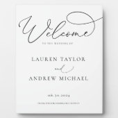 白黒のミニマリストよ結婚うこそ フォトプラーク (正面)