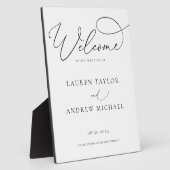 白黒のミニマリストよ結婚うこそ フォトプラーク (側面)