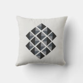 白黒のミニマリストダイヤモンドパターン クッション (裏面)