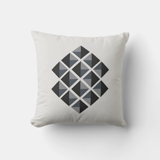 白黒のミニマリストダイヤモンドパターン クッション (正面)