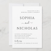 白黒のミニマルシンプルリハーサルディナー 招待状 (正面)