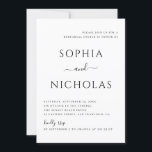 白黒のミニマルシンプルリハーサルディナー 招待状<br><div class="desc">白黒のミニマルシンプルリストの結婚リハーサルのディナー招待。追加連絡品が要もしります。</div>