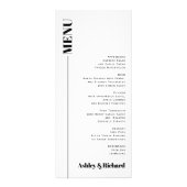 白黒のミニマルタイポグラフィ結婚のメニューカード ラックカード (正面)