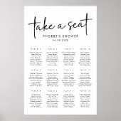 白黒のミニマルブライダルシャワー座席表 ポスター (正面)