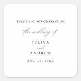 白黒のミニマル結婚ム文字 スクエアシール