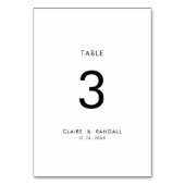 白黒のミニマル結婚リストのテーブル番号 テーブルナンバー (裏面)
