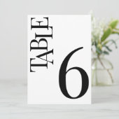 白黒のミニマル結婚リストのテーブル番号 招待状 (スタンド正面)