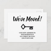 白黒のミニマル鍵の動きのお知らせ 案内ポストカード (正面/裏面)