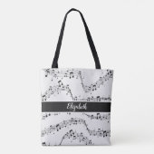 白黒のミュージックノート トートバッグ (裏面)