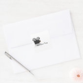 白黒のムービーカメラと白の金ゴールド スクエアシール (封筒)