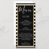白黒のメニュストライプのー結婚メニュー メニュー (正面/裏面)