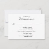 白黒のメニューリスト結婚の返信カード 出欠カード (正面)