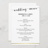 白黒のメニュ結婚ーカード金ゴールド線の丸め メニュー (正面/裏面)